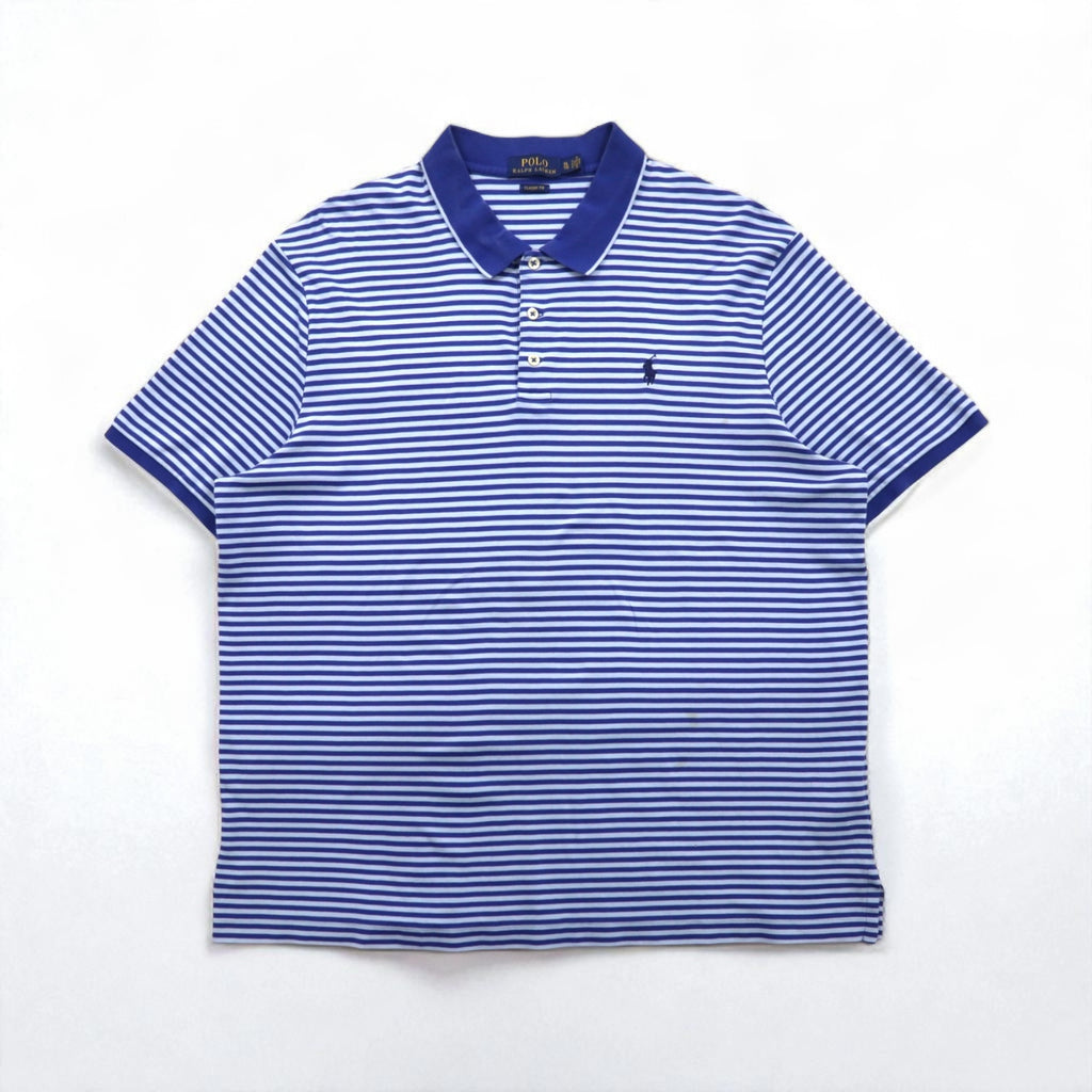 POLO RALPH LAUREN クラシックフィット ボーダー ポロシャツ XL ブルー コットン スモールポニー刺繍