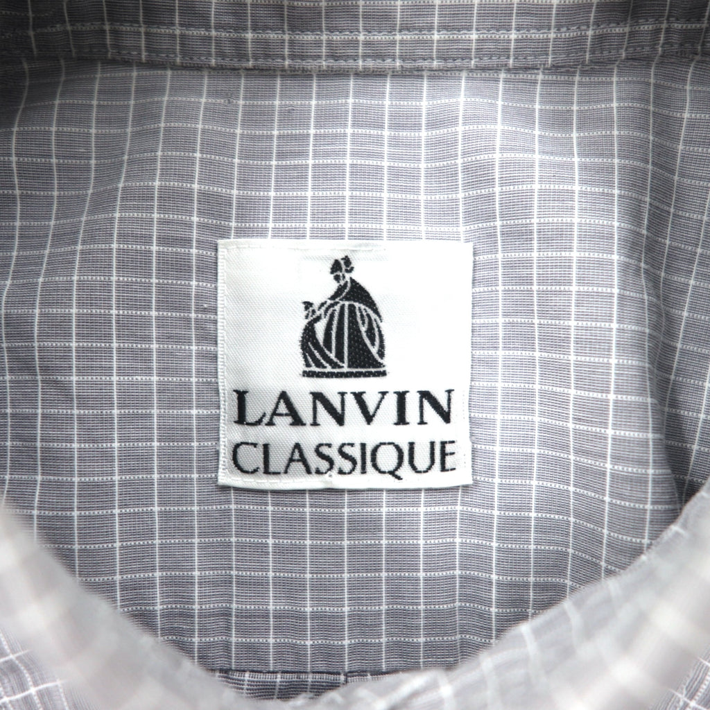 LANVIN CLASSIQUE 90s Button-down Shirt, S, Grey, Cotton, Windowpane Check
