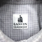 LANVIN CLASSIQUE 90s Button-down Shirt, S, Grey, Cotton, Windowpane Check