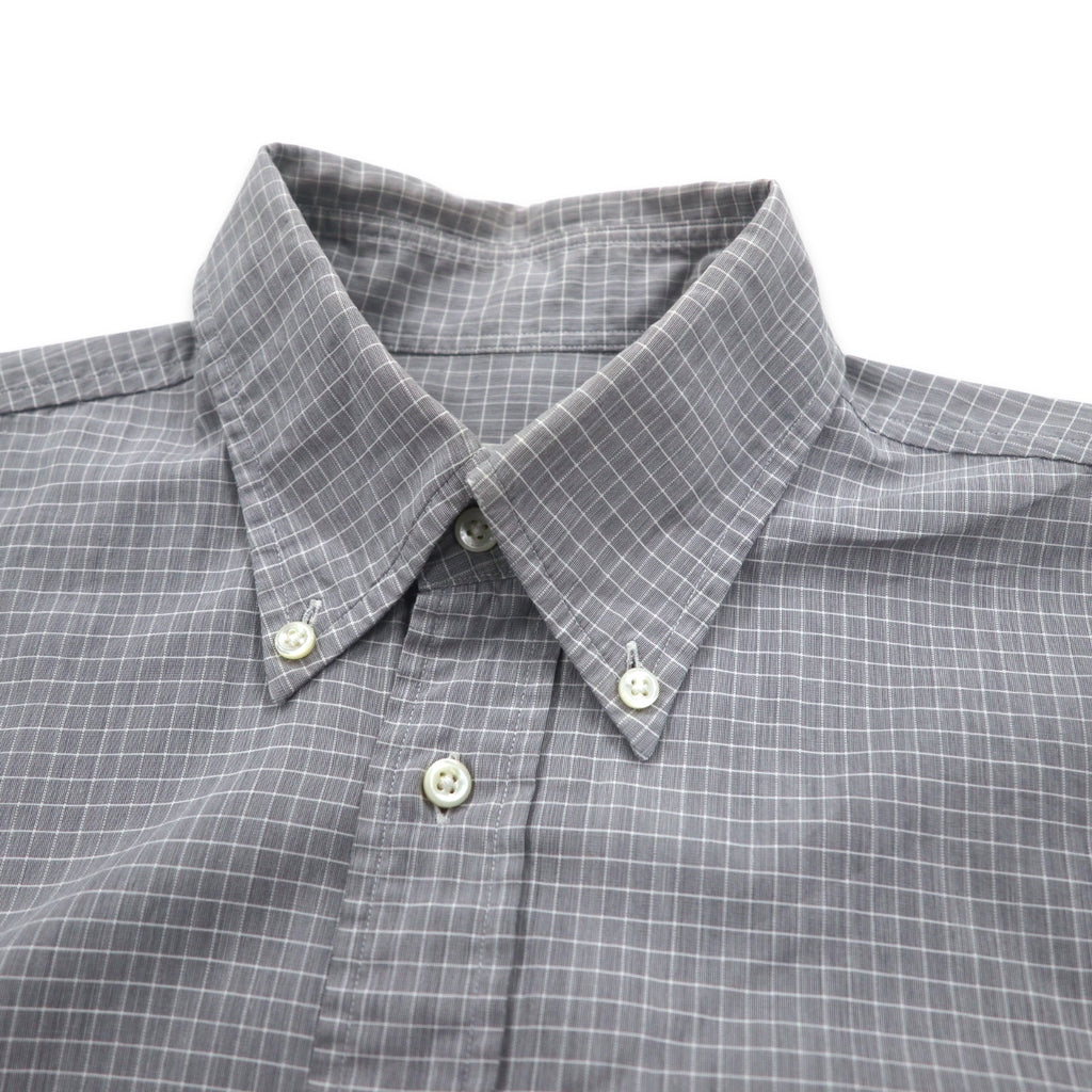 LANVIN CLASSIQUE 90s Button-down Shirt, S, Grey, Cotton, Windowpane Check