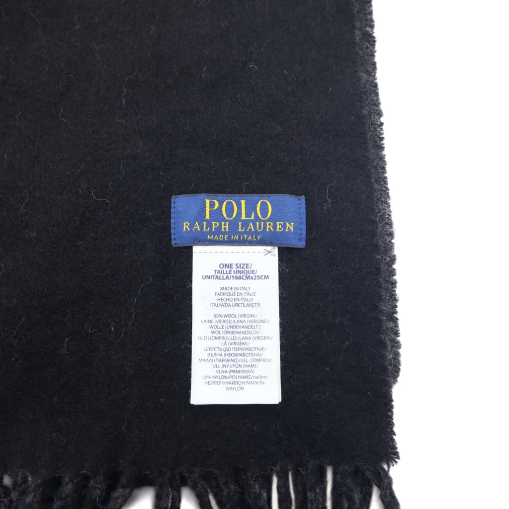 POLO RALPH LAUREN イタリア製 マフラー ブラック グレー スモールポニー 刺繍