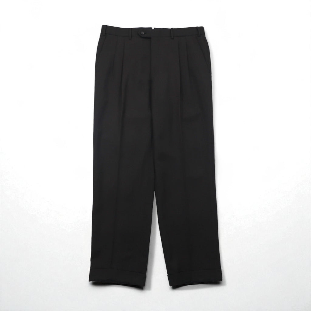 Italy Vintage CORNELIANI Trousers, Made in Italy, Double-Tuck Wide Leg Trousers, XL, Brown Wool