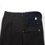 Italy Vintage CORNELIANI Trousers, Made in Italy, Double-Tuck Wide Leg Trousers, XL, Brown Wool