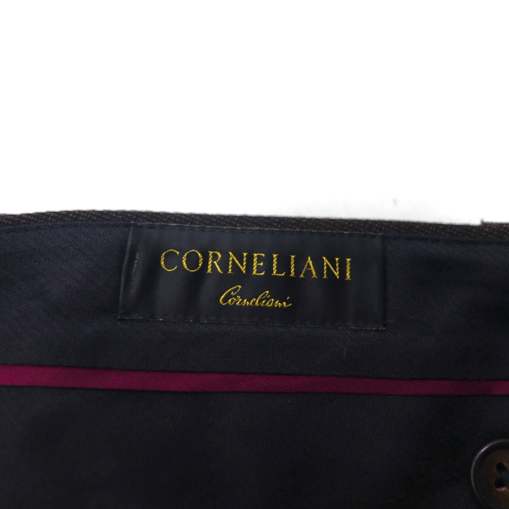 Italy Vintage CORNELIANI Trousers, Made in Italy, Double-Tuck Wide Leg Trousers, XL, Brown Wool
