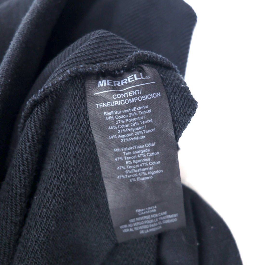 MERRELL Turtleneck Sweat Dress S Black Cotton French Terry Dress Cowl Neck Long Sleeve Pockets JWF25772