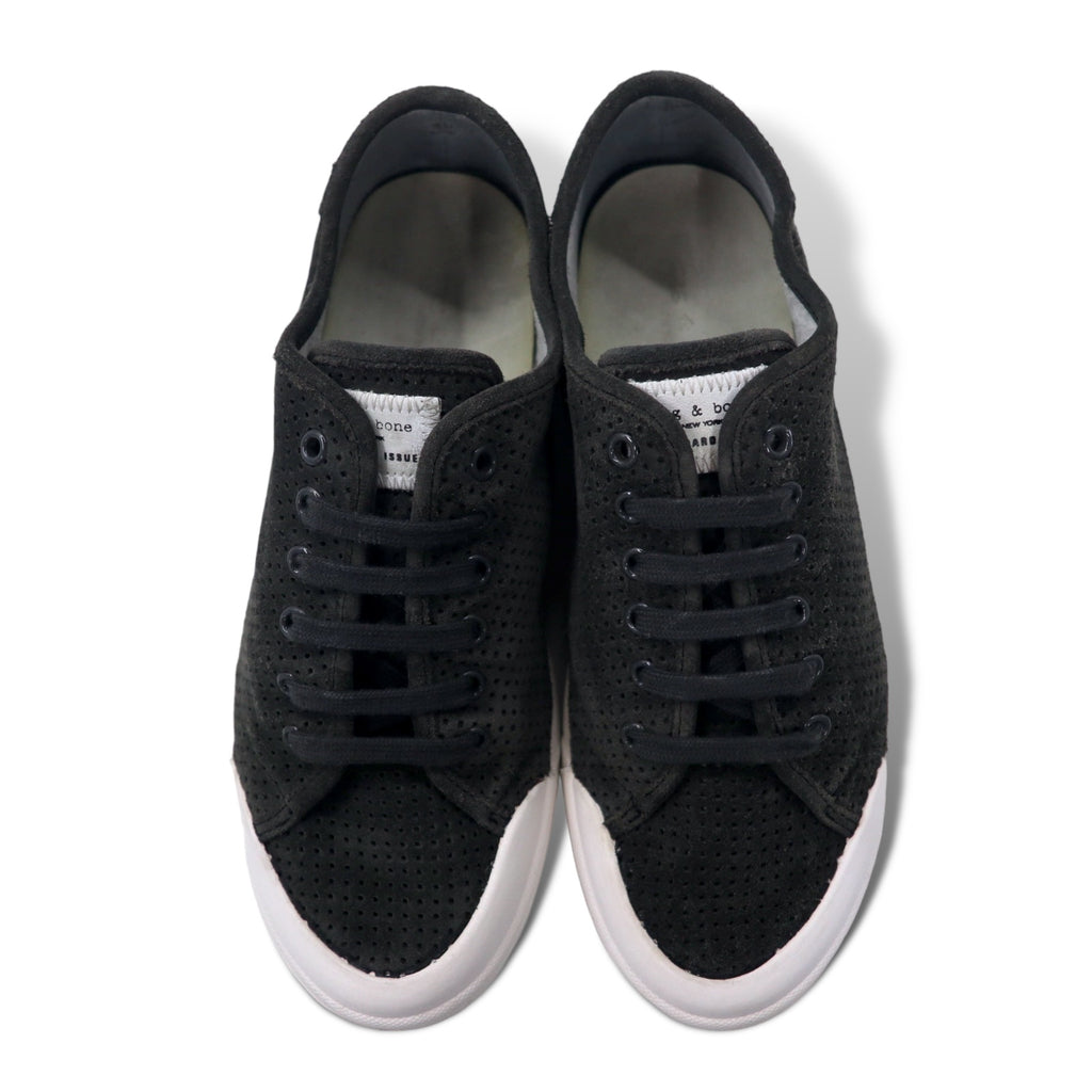 rag &amp; bone suede and perforated leather sneakers, 24cm, grey