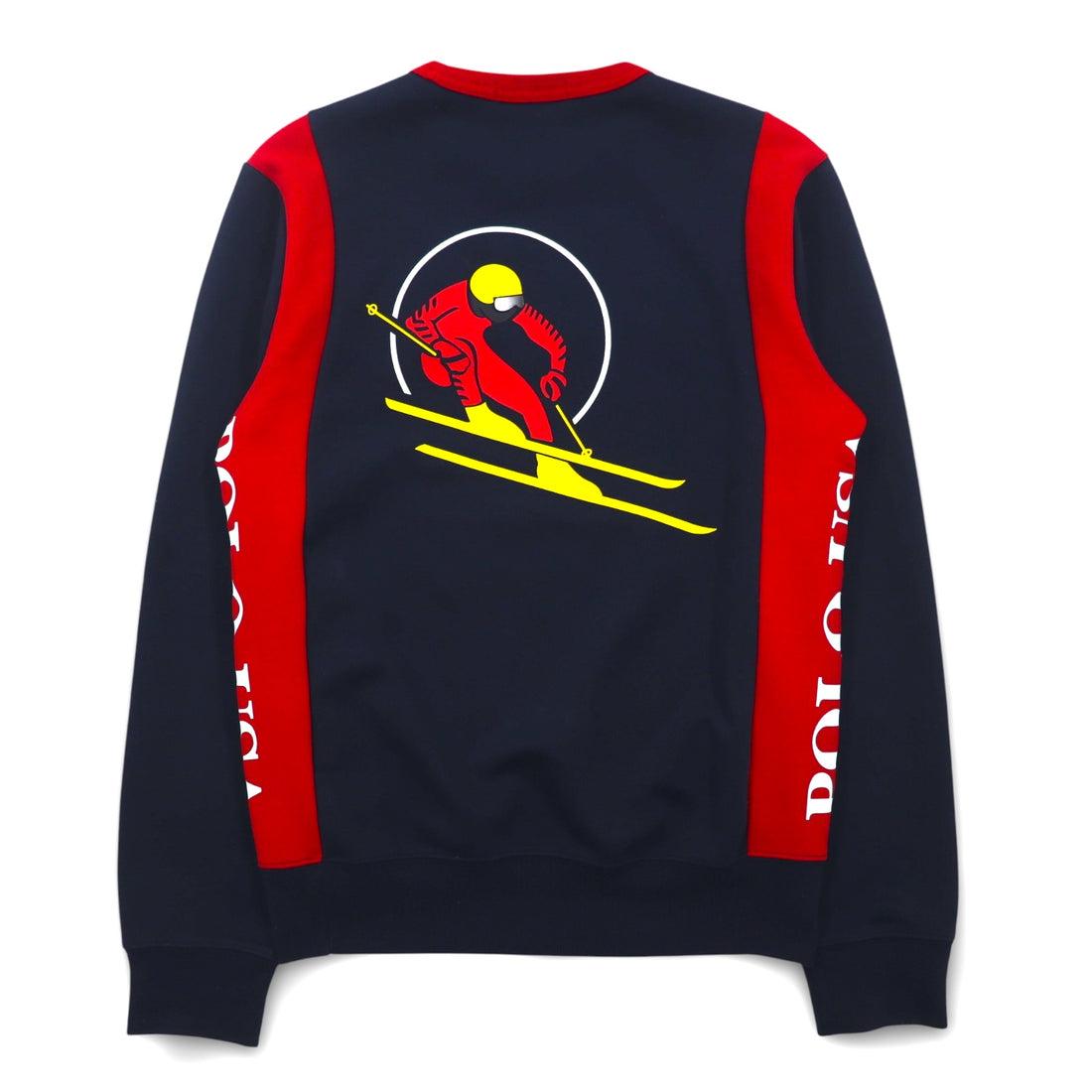 Polo by Ralph Lauren Crew Neck Sweatshirt, XS, Navy, Red, Cotton, Back Print