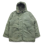 ALPHA INDUSTRIES INC N-3B Flight Jacket, M, Khaki, Polyester, Drawstring, Detachable Fur, MIL-J-6279