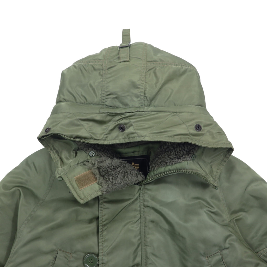 ALPHA INDUSTRIES INC N-3B Flight Jacket, M, Khaki, Polyester, Drawstring, Detachable Fur, MIL-J-6279