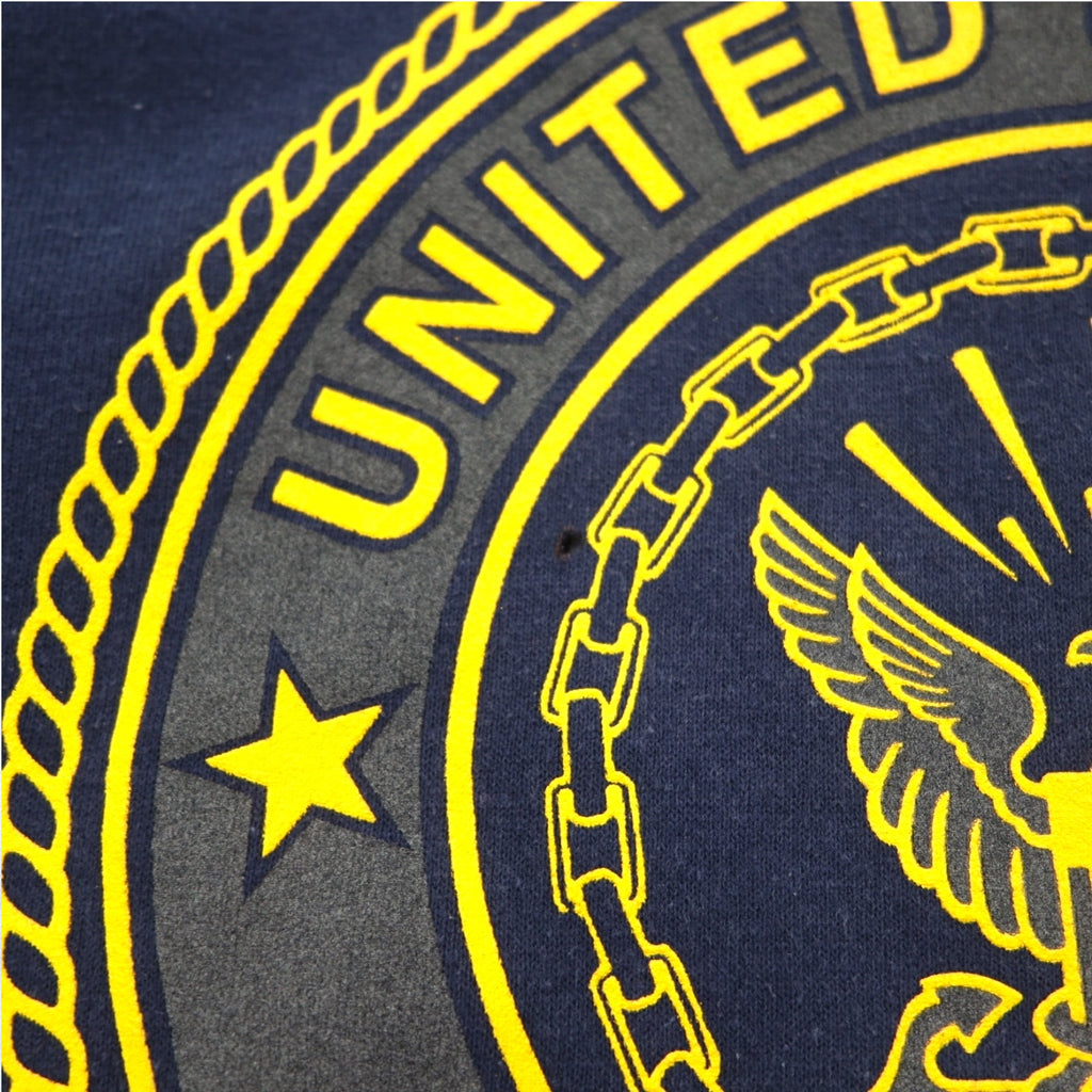 Vintage 90s USA Made US NAVY Sweatshirt SOFFE Sweatshirt XL Navy Double-sided Print Military