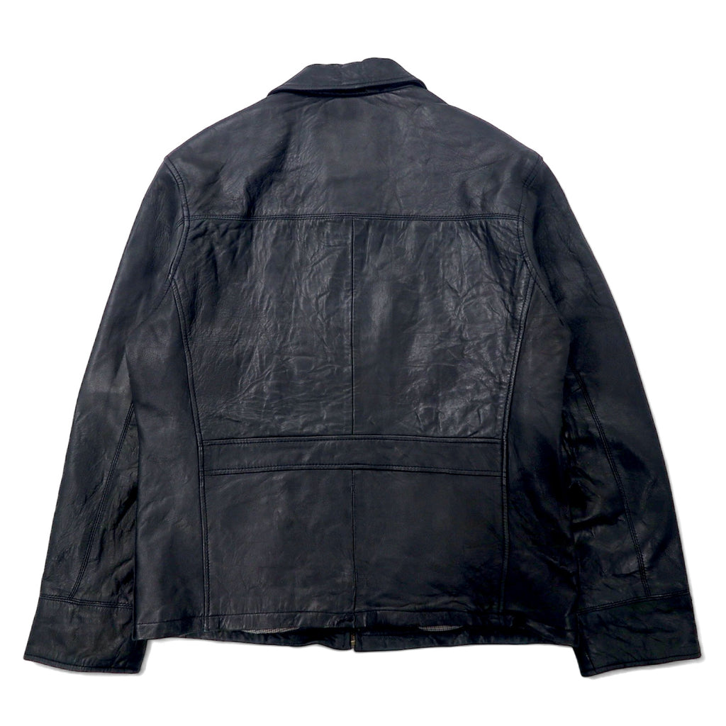 CHAPS Leather Jacket, Rider's Jacket, L, Black, Cowhide, Check Lining, Made in Pakistan