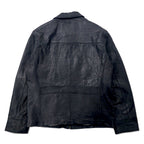 CHAPS Leather Jacket, Rider's Jacket, L, Black, Cowhide, Check Lining, Made in Pakistan