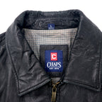CHAPS Leather Jacket, Rider's Jacket, L, Black, Cowhide, Check Lining, Made in Pakistan