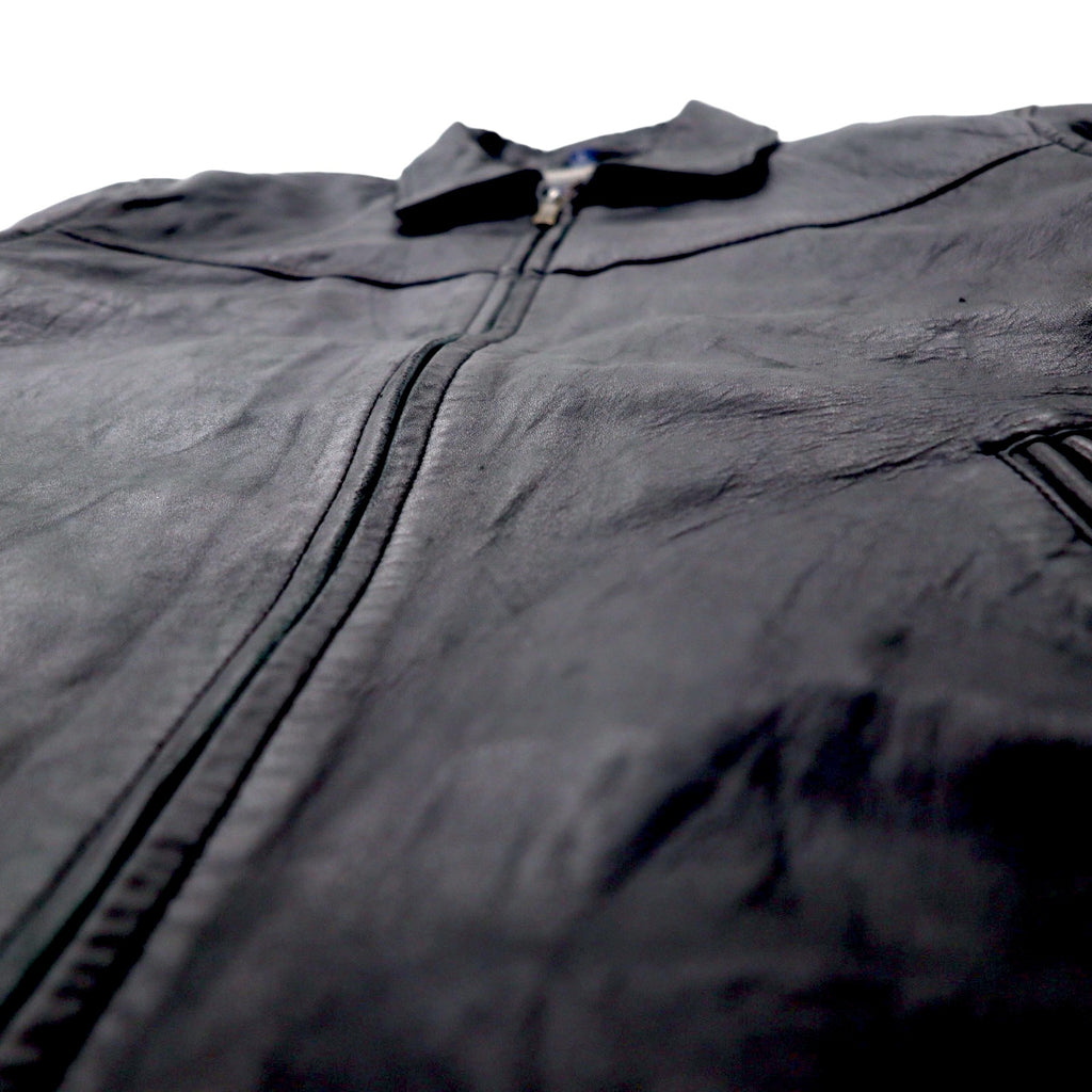 CHAPS Leather Jacket, Rider's Jacket, L, Black, Cowhide, Check Lining, Made in Pakistan