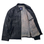 CHAPS Leather Jacket, Rider's Jacket, L, Black, Cowhide, Check Lining, Made in Pakistan