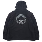 日本然リトテ-古着オンライン-HARLEY DAVIDSON フリースジャケット パーカー XL ブラック ポリエステル スカル プリント リフレクター-HARLEY DAVIDSON fleece jacket Hoodie XL black polyester skull print reflector