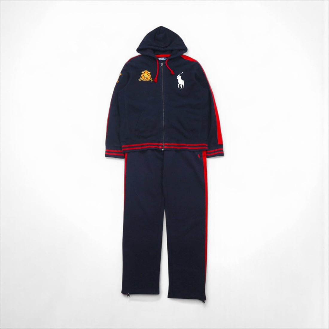 Polo Ralph Lauren 90s Big Pony Reverse Weave Jersey Set, Size L, Navy, Talon Zip