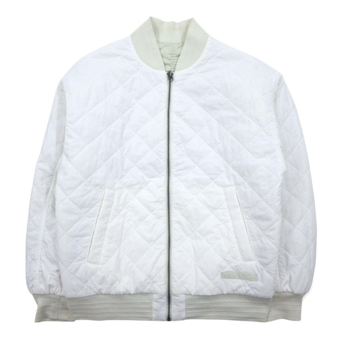 日本然リトテ-古着オンライン-NIKE Sportswear Essential リバーシブル MA-1 Reversible Varsity Bomber Jacket フライトジャケット XS ホワイト グリーン ナイロン キルティング FN3168-020-NIKE Sportswear Essential Reversible MA-1 Reversible Varsity Bomber Jacket Flight Jacket XS White Green Nylon Quilted FN3168-020