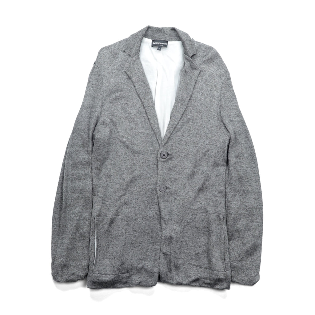 EMPORIO ARMANI Silky Knit Tailored Jacket M Grey Made in Italy