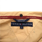 TOMMY HILFIGER 00s Overcoat L Beige Nylon Waterproof Double Zip Drawstring Detachable Hood
