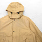 TOMMY HILFIGER 00s Overcoat L Beige Nylon Waterproof Double Zip Drawstring Detachable Hood