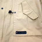 TOMMY HILFIGER 00s Overcoat L Beige Nylon Waterproof Double Zip Drawstring Detachable Hood
