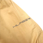 TOMMY HILFIGER 00s Overcoat L Beige Nylon Waterproof Double Zip Drawstring Detachable Hood