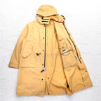 TOMMY HILFIGER 00s Overcoat L Beige Nylon Waterproof Double Zip Drawstring Detachable Hood