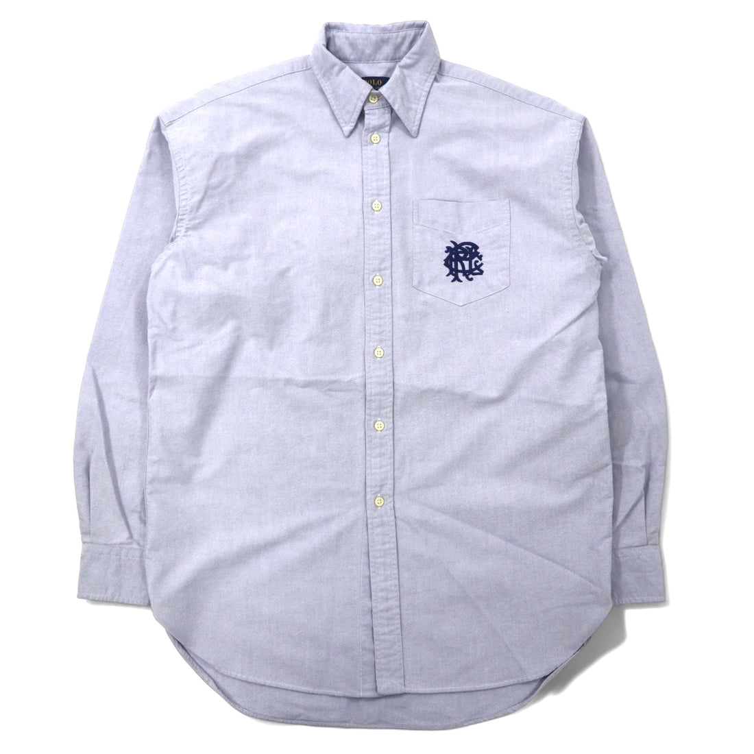 日本然リトテ-古着オンライン-POLO RALPH LAUREN オックスフォードシャツ M ブルー コットン エムブレム 刺繍-POLO RALPH LAUREN Oxford Shirt M Blue Cotton Embroidery