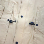 TOMMY HILFIGER 00s Overcoat L Beige Nylon Waterproof Double Zip Drawstring Detachable Hood