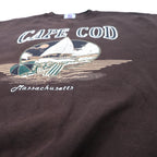 LOGO 7 USA製 90年代 プリント スウェット M ブラウン コットン 裏起毛 CAPE COD