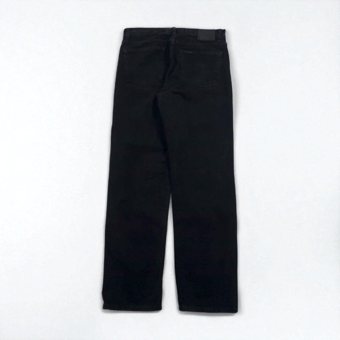 HARLEY DAVIDSON 2000s Black Denim Pants, Size L, Leather Patch, Zipper Fly, Made in Mexico