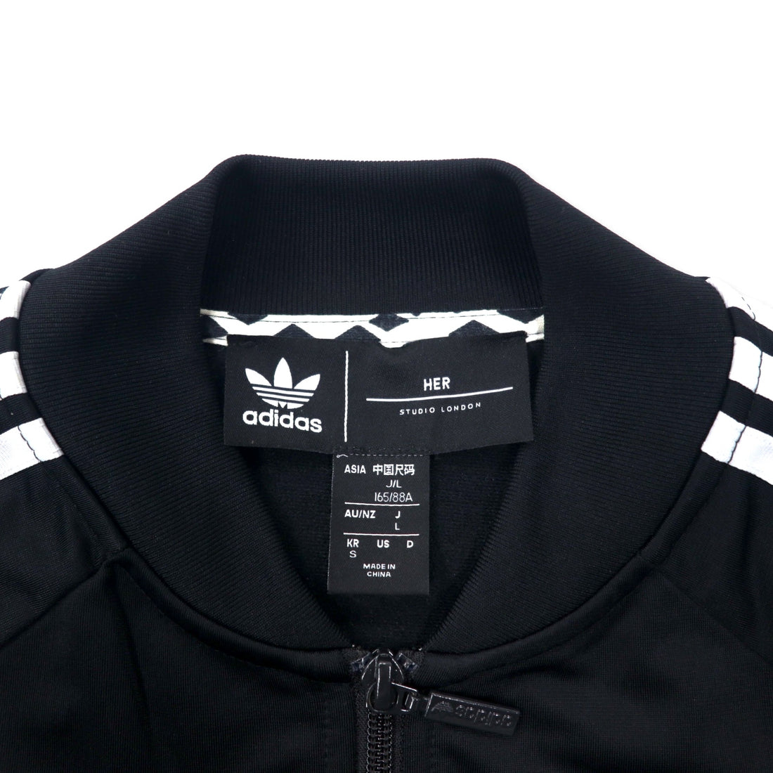 adidas originals × HER STUDIO LONDON ATP-style track jacket jersey L black polyester floral graphics double zip trefoil logo 3 stripes GC6849