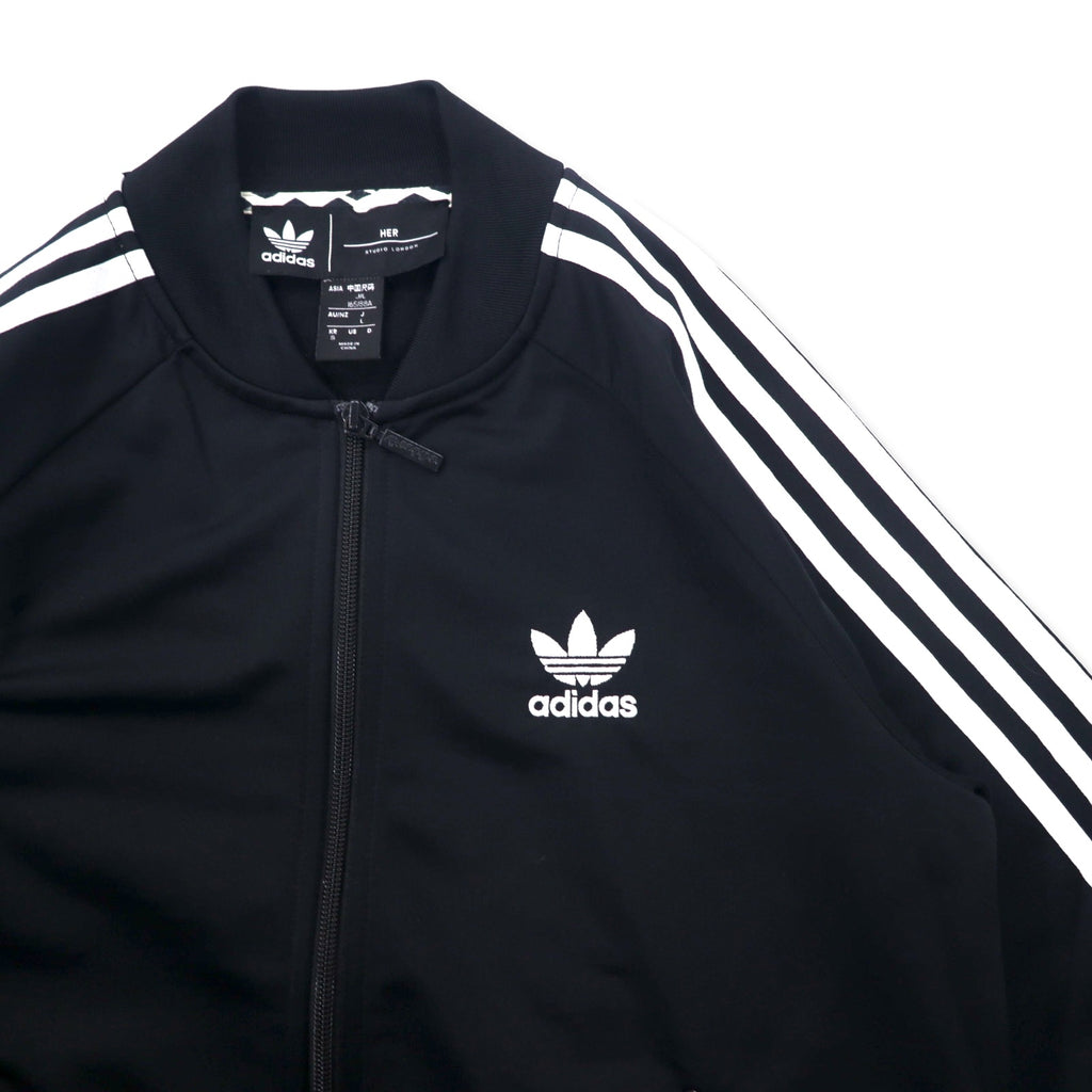adidas originals × HER STUDIO LONDON ATP-style track jacket jersey L black polyester floral graphics double zip trefoil logo 3 stripes GC6849