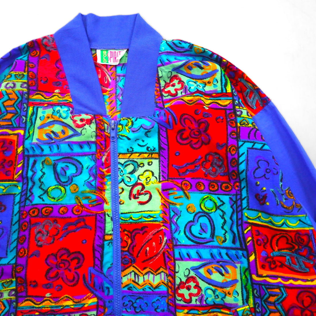 90s Vintage Sport Jacket BOLD SPIRIT 90年代 ナイロンジャケット ジップアップブルゾン M パープル 総柄