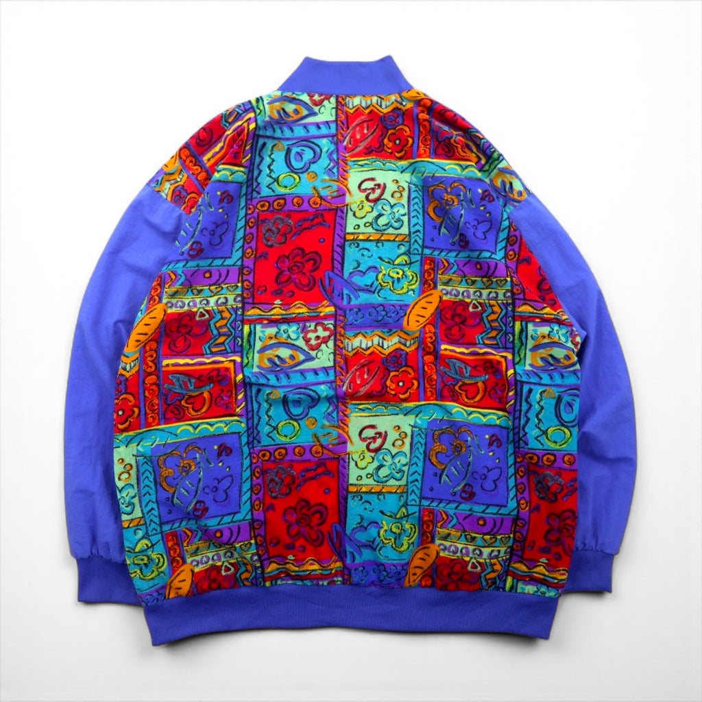 90s Vintage Sport Jacket BOLD SPIRIT 90年代 ナイロンジャケット ジップアップブルゾン M パープル 総柄