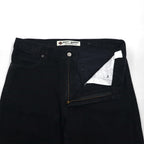 HARLEY DAVIDSON 2000s Black Denim Pants, Size L, Leather Patch, Zipper Fly, Made in Mexico