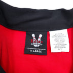 Hilton 90s Bowling Shirt, Short Sleeve, Open Collar, XL, Black, Red, Rayon, Polyester