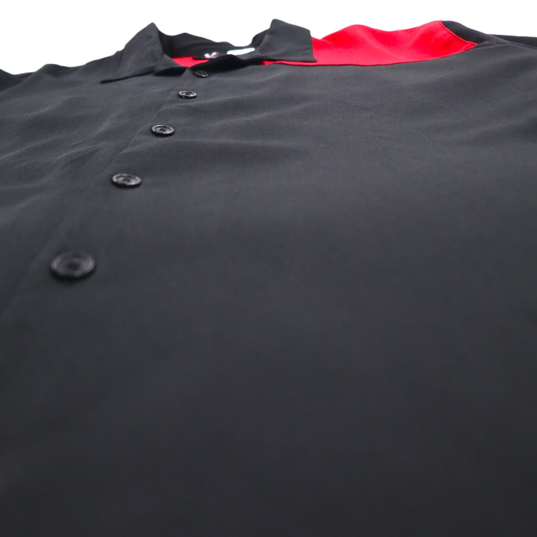 Hilton 90s Bowling Shirt, Short Sleeve, Open Collar, XL, Black, Red, Rayon, Polyester