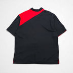 Hilton 90s Bowling Shirt, Short Sleeve, Open Collar, XL, Black, Red, Rayon, Polyester