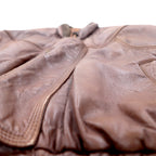 Lambskin Bomber Jacket 90年代 ボンバージャケット ラムレザー フライトジャケット L ブラウン 羊革 フード収納式