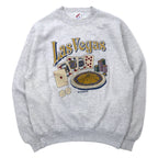 日本然リトテ-古着オンライン-JERZEES USA製 90年代 Las Vegas プリント スウェット M グレー コットン カジノ-JERZEES USA Made 90's Las Vegas Print Sweatshirt M Gray Cotton Casino