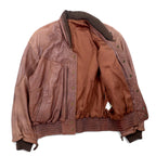 Lambskin Bomber Jacket 90年代 ボンバージャケット ラムレザー フライトジャケット L ブラウン 羊革 フード収納式