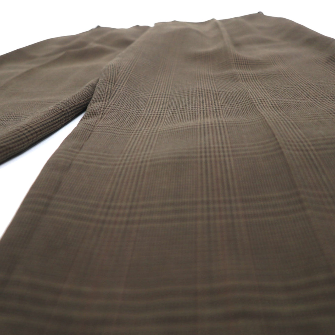 RALPH LAUREN 90s 2-pleat wide-leg slacks, size L, brown check polyester
