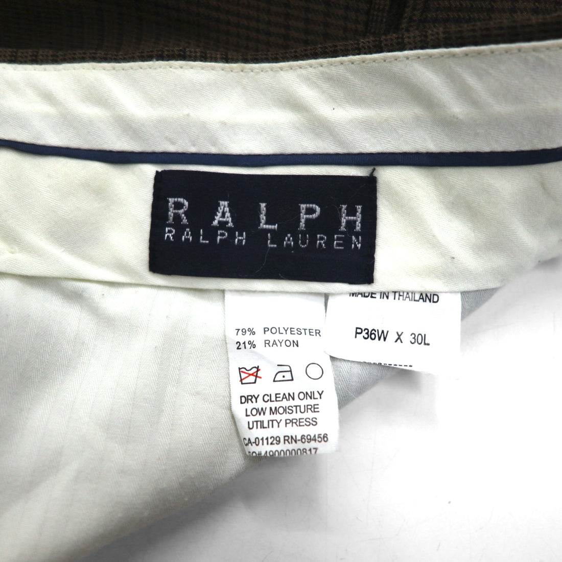 RALPH LAUREN 90s 2-pleat wide-leg slacks, size L, brown check polyester