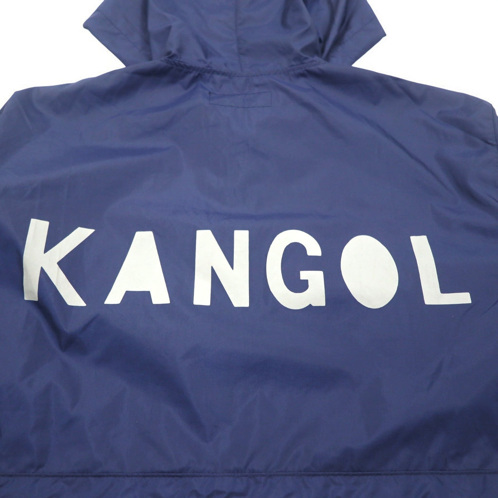 KANGOL Rain Jacket FREE Navy Nylon Water Repellent Back Logo Print Drawstring Made in Japan