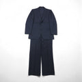 BURBERRY Suit, Size M, Navy Wool Check, Wide Flare, Made in Japan