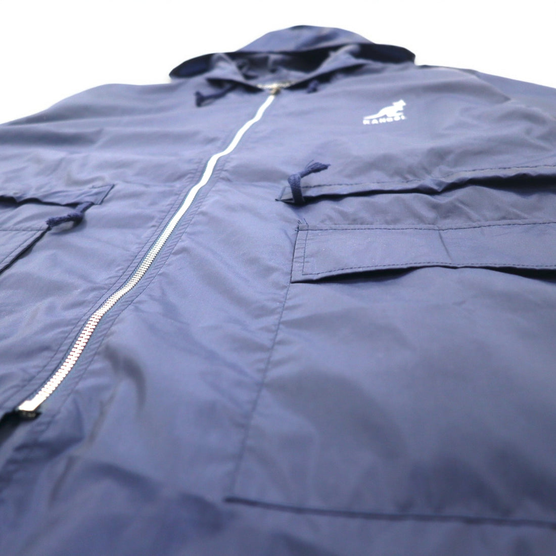 KANGOL Rain Jacket FREE Navy Nylon Water Repellent Back Logo Print Drawstring Made in Japan