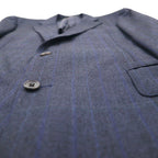 BURBERRY Suit, Size M, Navy Wool Check, Wide Flare, Made in Japan