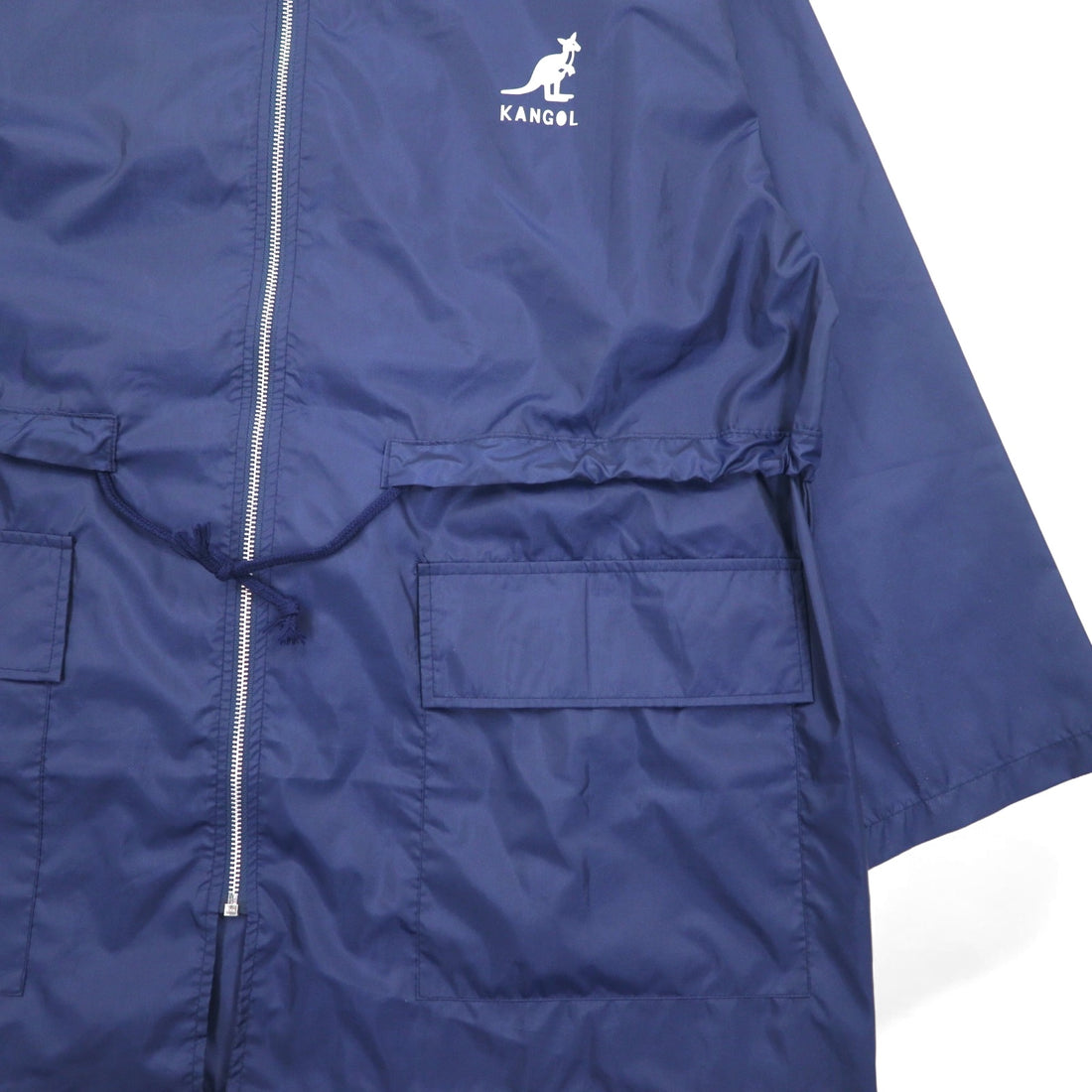 KANGOL Rain Jacket FREE Navy Nylon Water Repellent Back Logo Print Drawstring Made in Japan